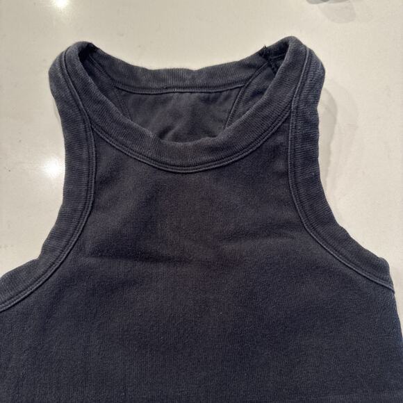 Alo Yoga Seamless Delight High Neck Bra Crop Top Bra Black Faded Thick READ - Picture 3 of 4